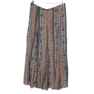 New Directions Boho Floral Stripe Maxi Skirt Large Lined Cottagecore